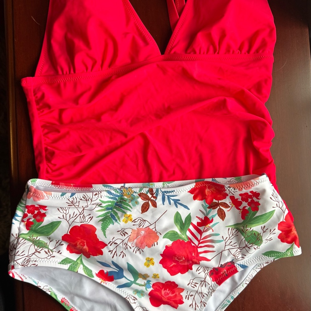 Red Floral One-Piece Swimsuit